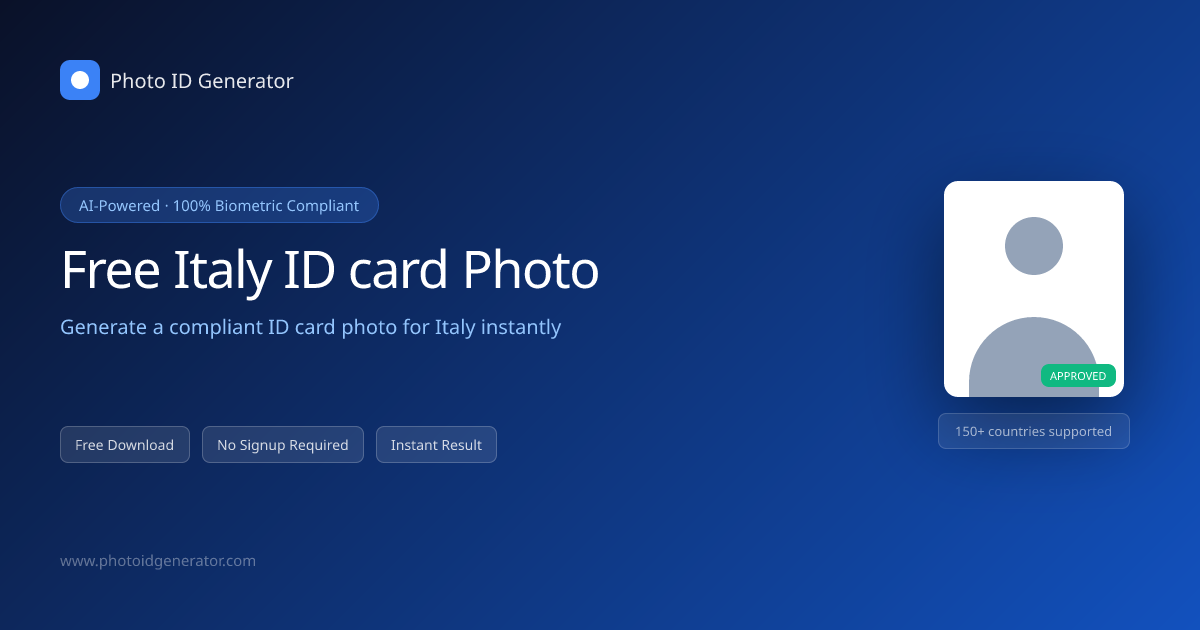 Free Italy ID card Photo Generator – AI Compliant & Instant